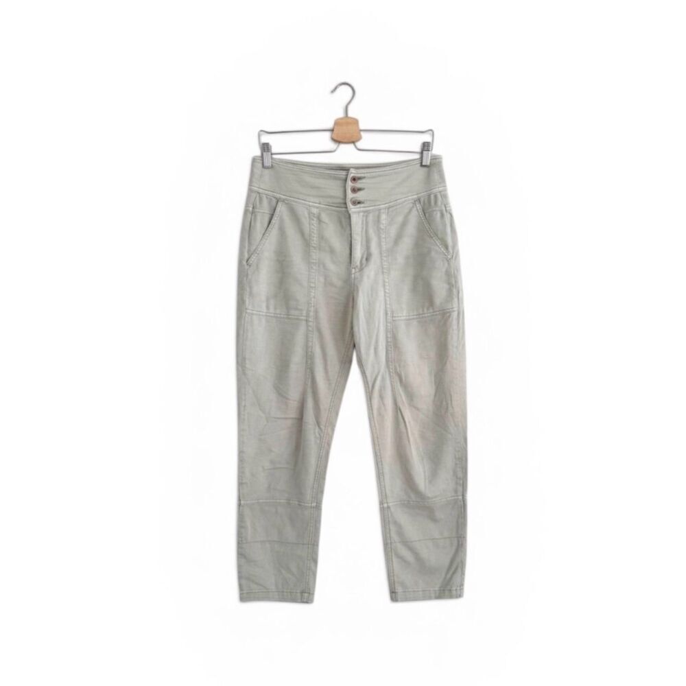 Anthropologie Mint Green Button Zip Fly High Rise Utility Cargo Pant Size 2